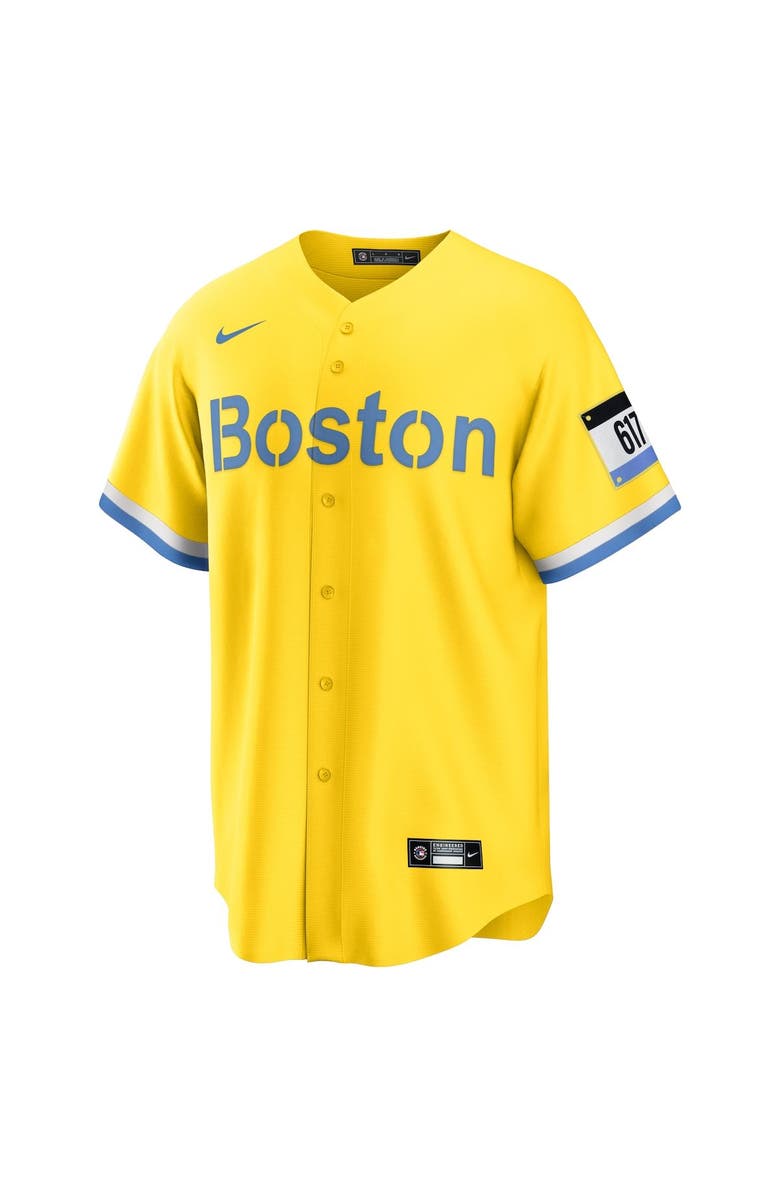Nike Men's Nike Gold/Light Blue Boston Red Sox City Connect Replica Jersey, Alternate, color, 