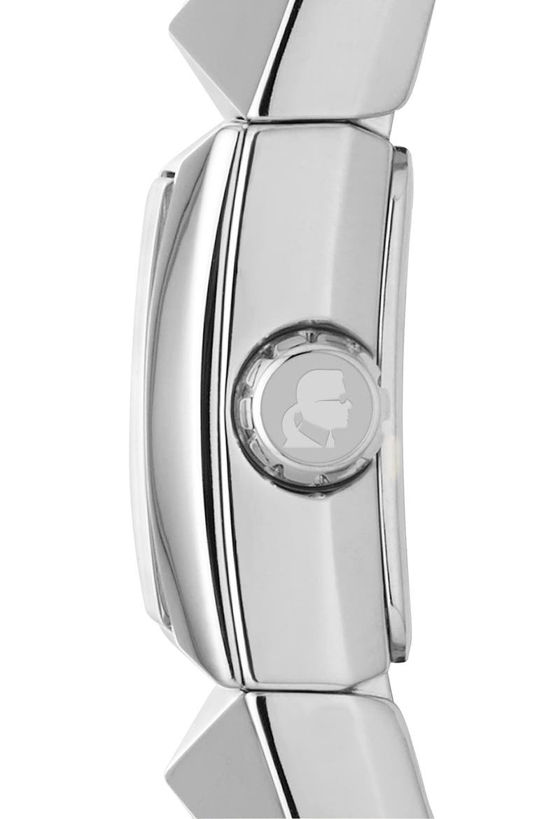 KARL LAGERFELD 'Mini Perspektive' Pyramid Bracelet Watch, 18mm x 21mm, Alternate, color, SILVER