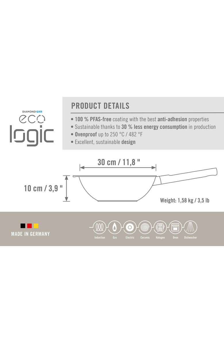 WOLL Ecologic Nonstick Wok 12-Inch, Alternate, color, Black