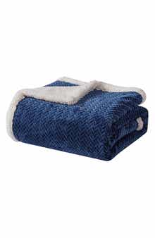 Faux Shearling Braided Reversible Throw Blanket