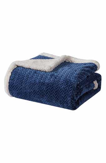 Faux Shearling Braided Reversible Throw Blanket