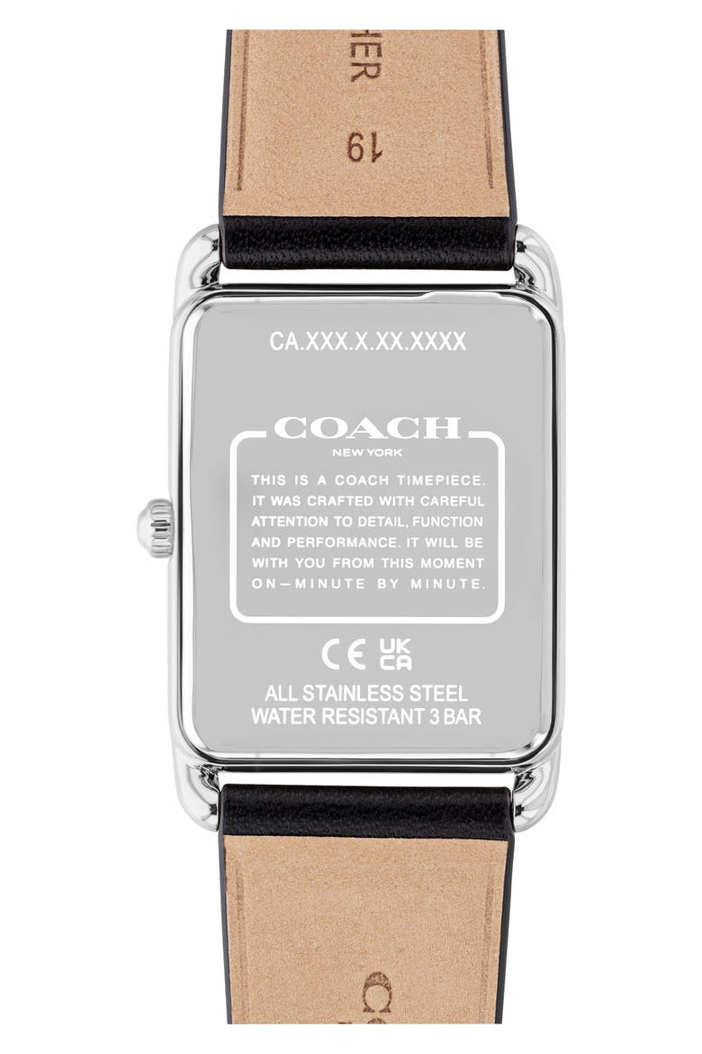 Elliot Leather Strap Watch, 32mm x 36mm, Alternate, color, SILVER