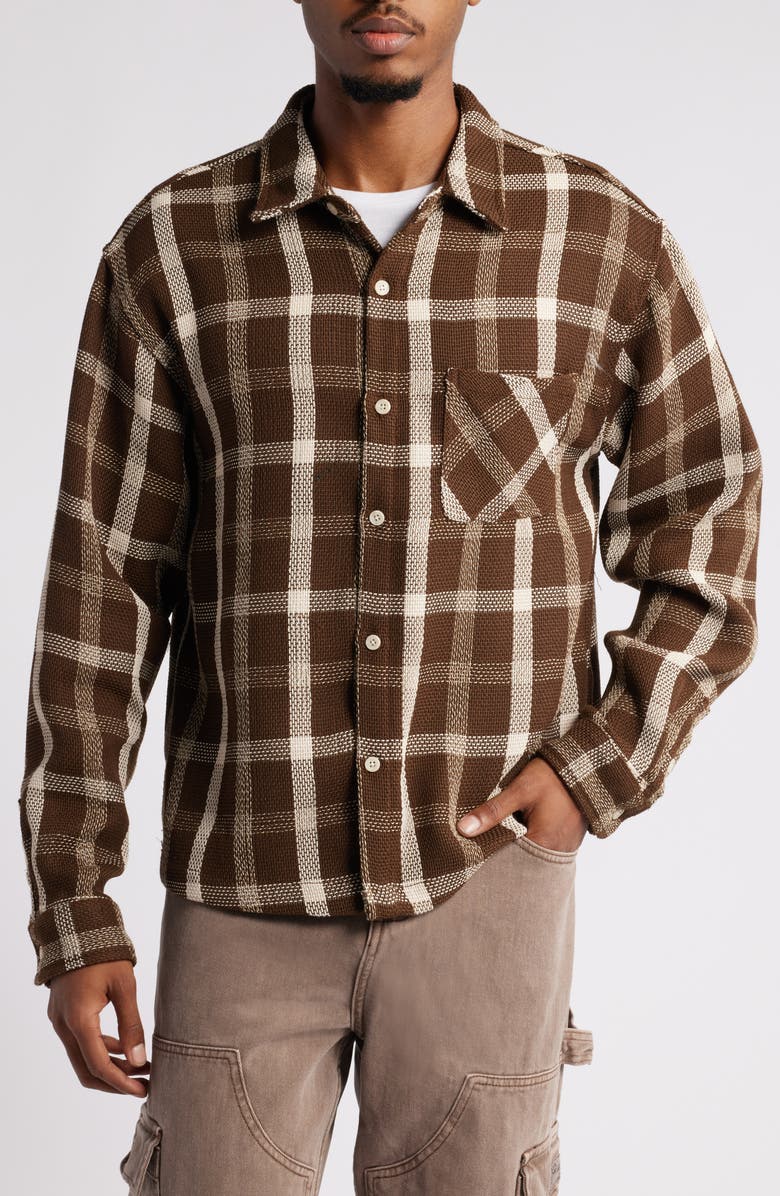 PacSun Plaid Flannel Crop Button-Up Shirt, Alternate, color, 