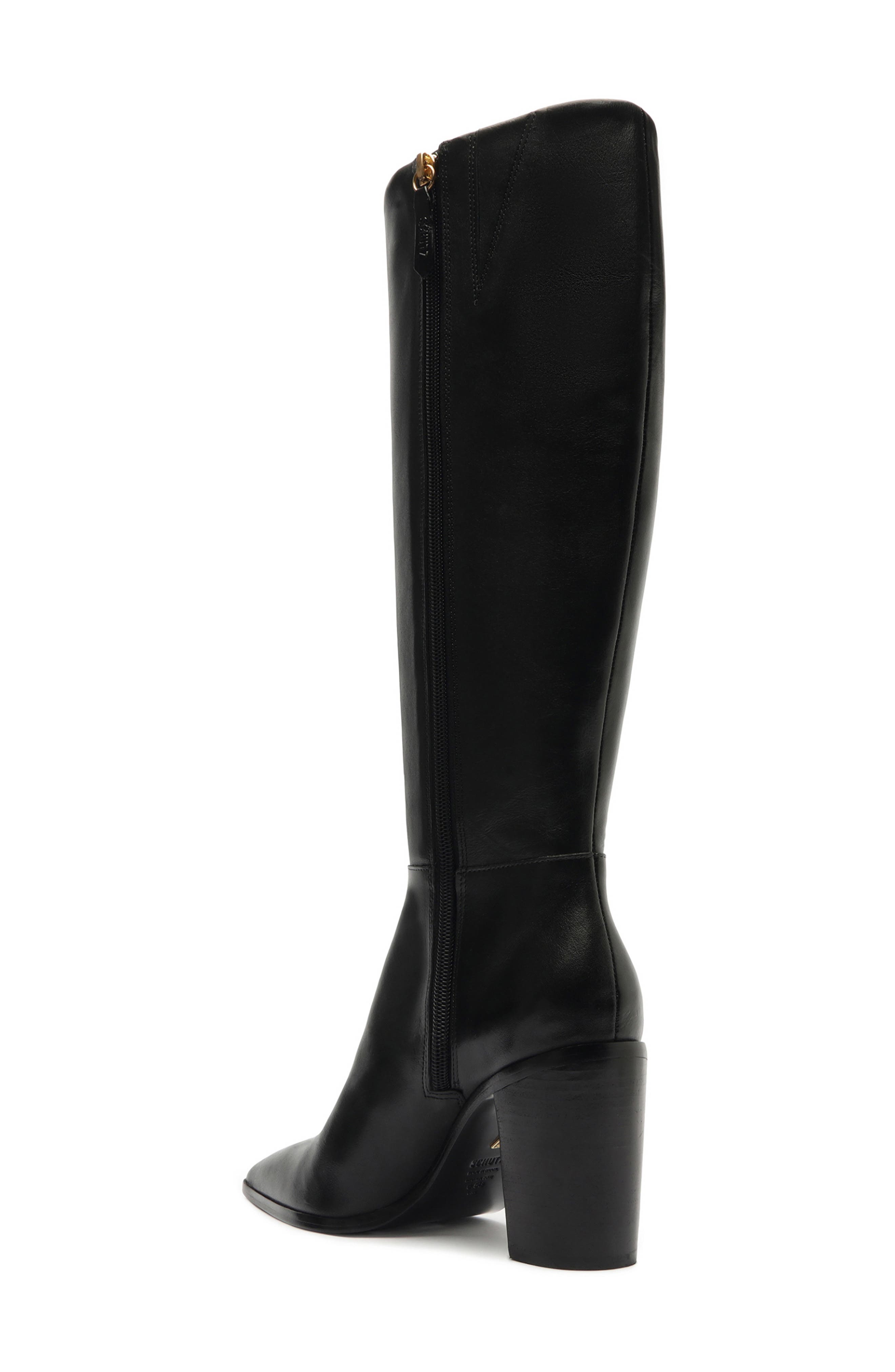 Schutz Mikki Up Block Pointed Toe Knee High Boot, Alternate, color, Black