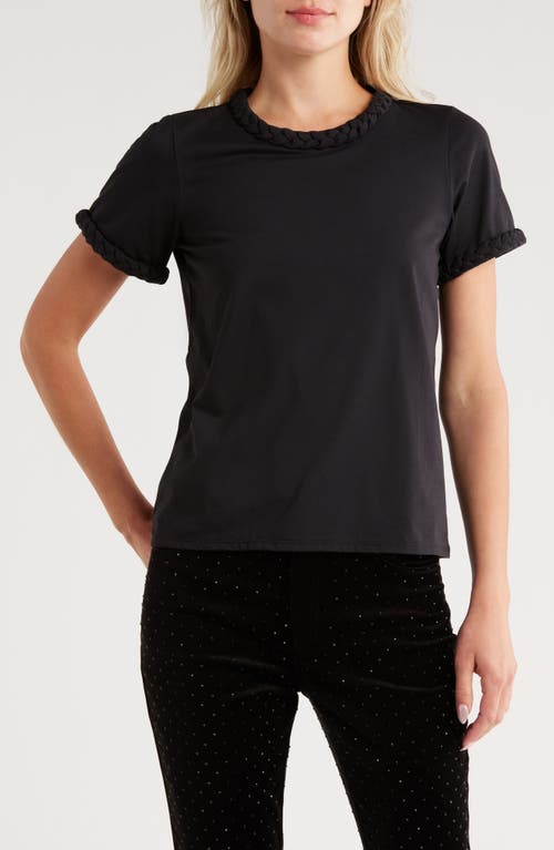 Cinq À Sept Braided Trim T-shirt In Black