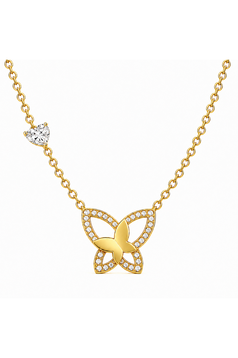 Golden Butterfly Crystal Necklace, Main, color, Gold