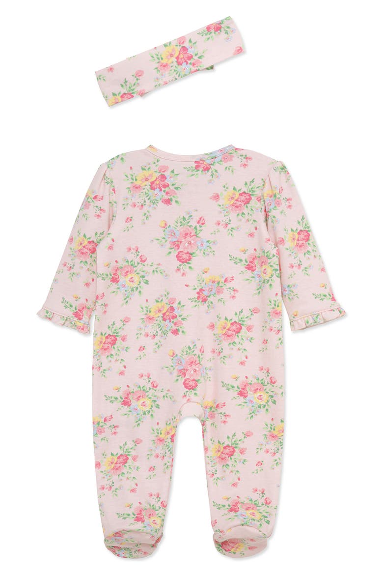 Bouquet Floral Footie & Headband Set (Nordstrom Exclusive), Alternate, color, PINK FLORAL