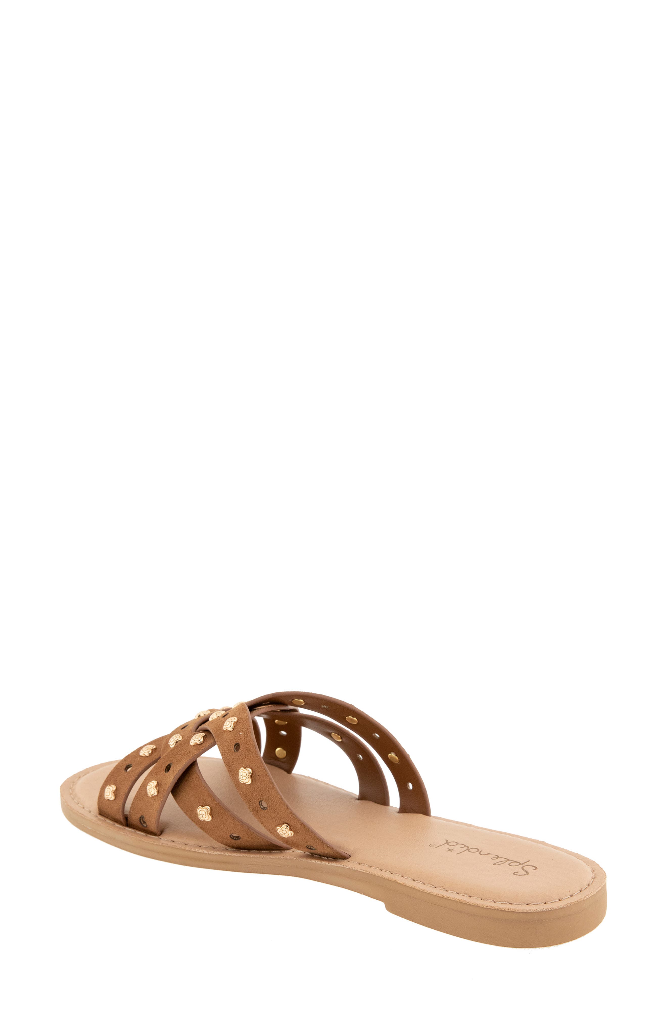 Simon Studded Slide Sandal, Alternate, color, CARAMEL