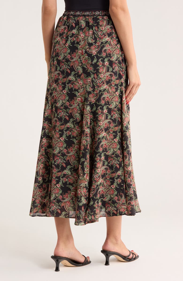MAX STUDIO Georgette Godet Maxi Skirt, Alternate, color, Black Med Plush Paisleys
