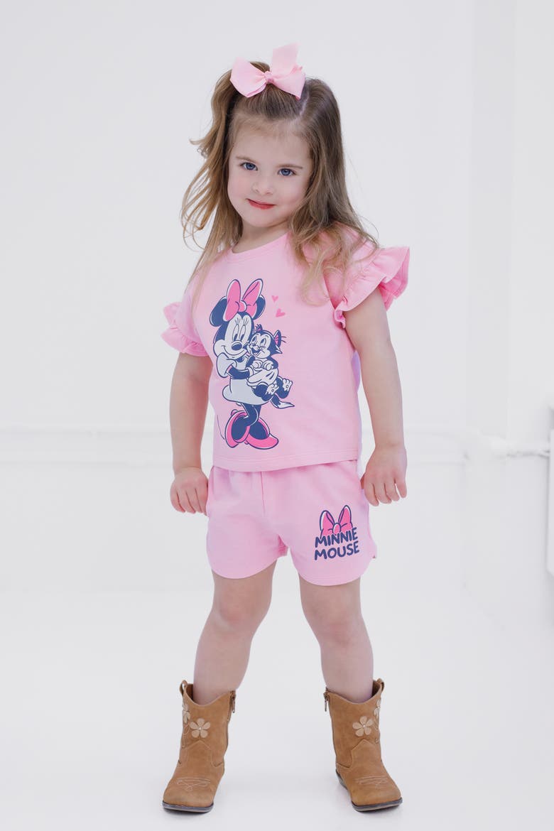 Minnie Mouse French Terry Wash T-Shirt and Shorts Set, Alternate, color, Blush Pink Minnie