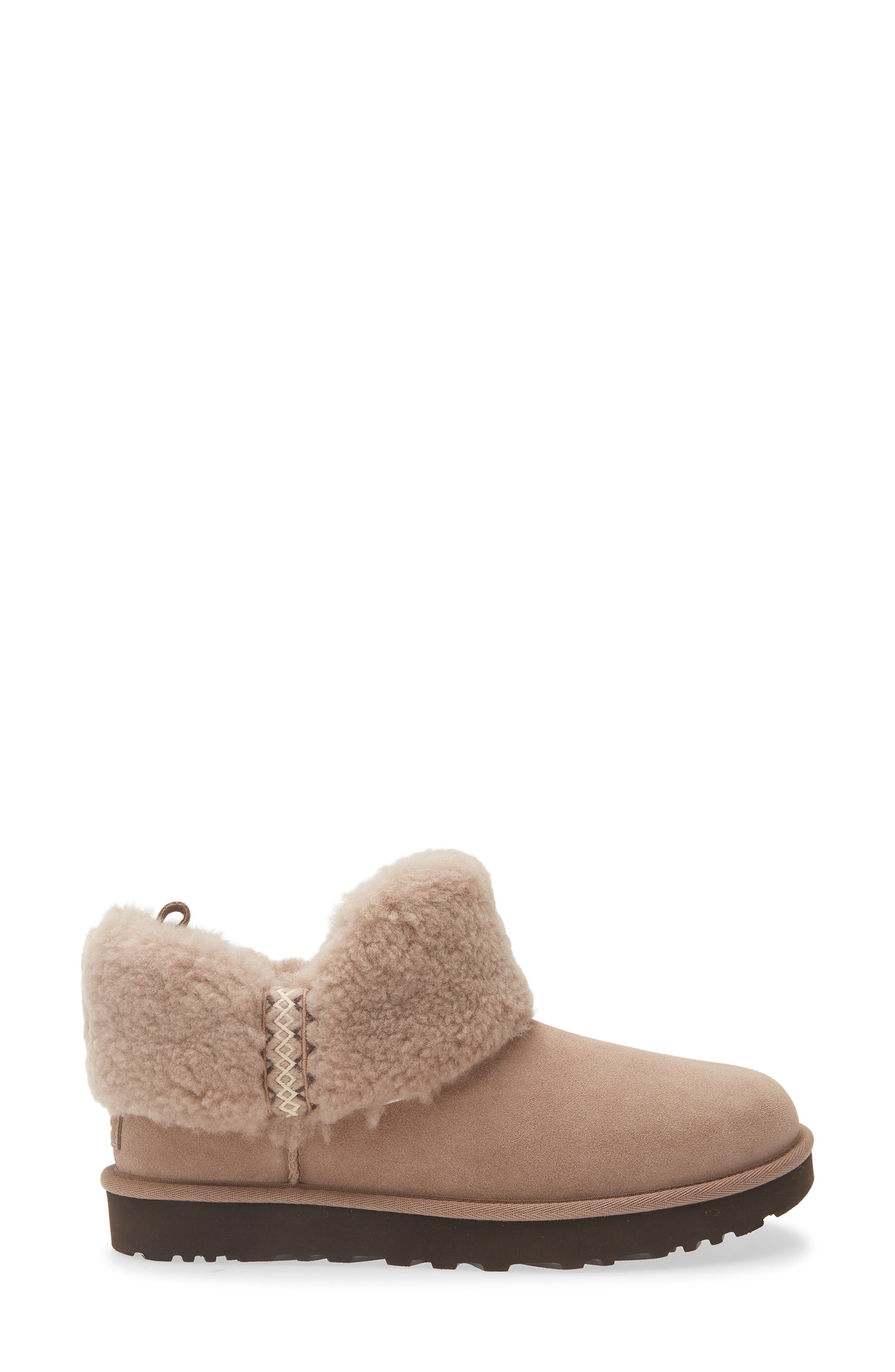 Ultra Mini Braid Genuine Shearling Bootie, Alternate, color, CARIBOU