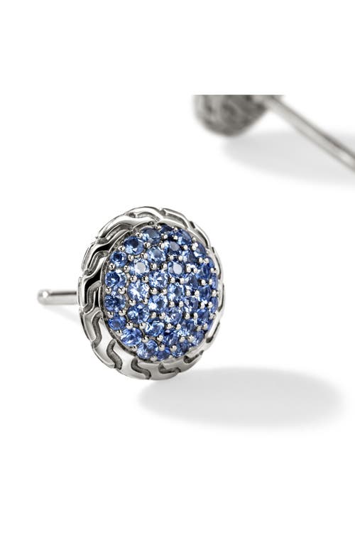 John Hardy Sterling Silver Classic Chain Blue Sapphire Stud Earrings In Blue Saphire