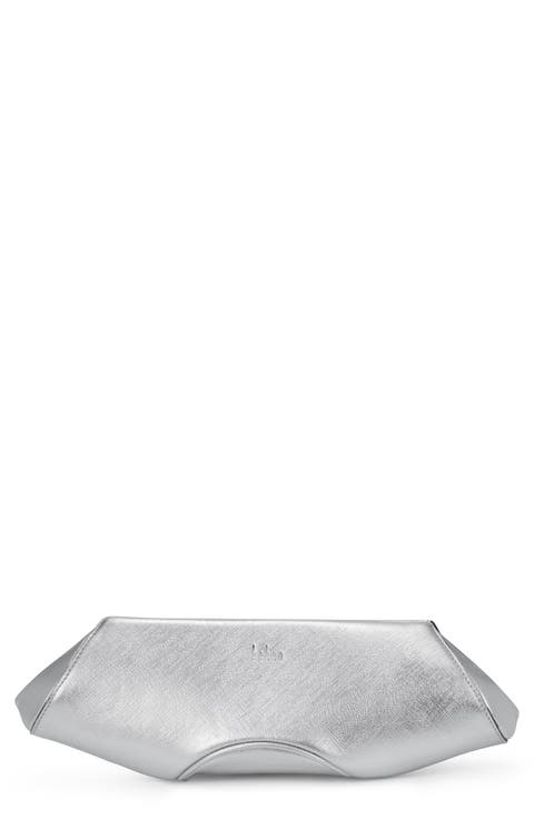 Mini Elizabeth Baguette Metallic Leather Frame Clutch