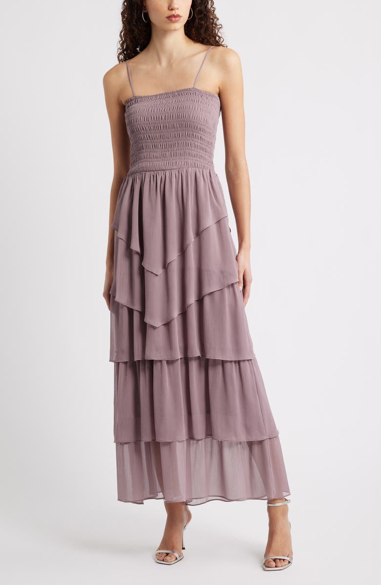Chelsea28 Tiered Ruffle Chiffon Cape Dress, Alternate, color, Mauve