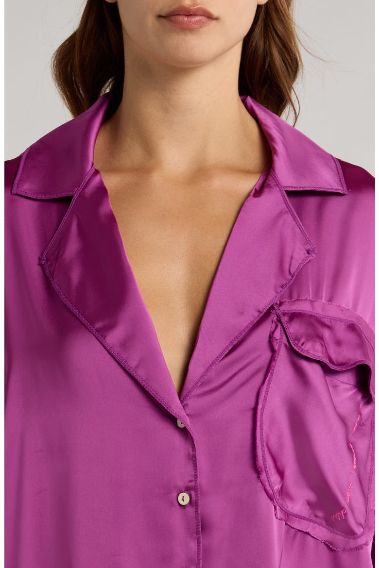 Like Honey Long-Sleeve Satin Pajama Shirt, Alternate, color, VIVID VIOLA