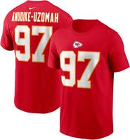 Nike Men's Nike Felix Anudike-Uzomah Red Kansas City Chiefs 2023 NFL Draft First Round Pick Player Name & Number T-Shirt