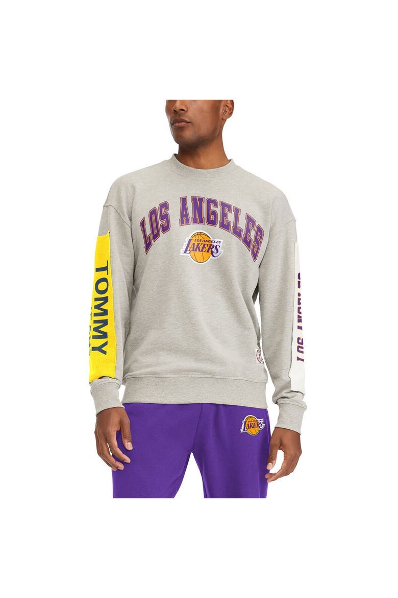 Men's Tommy Jeans Gray Los Angeles Lakers James Patch Pullover Sweatshirt, Main, color, Gray