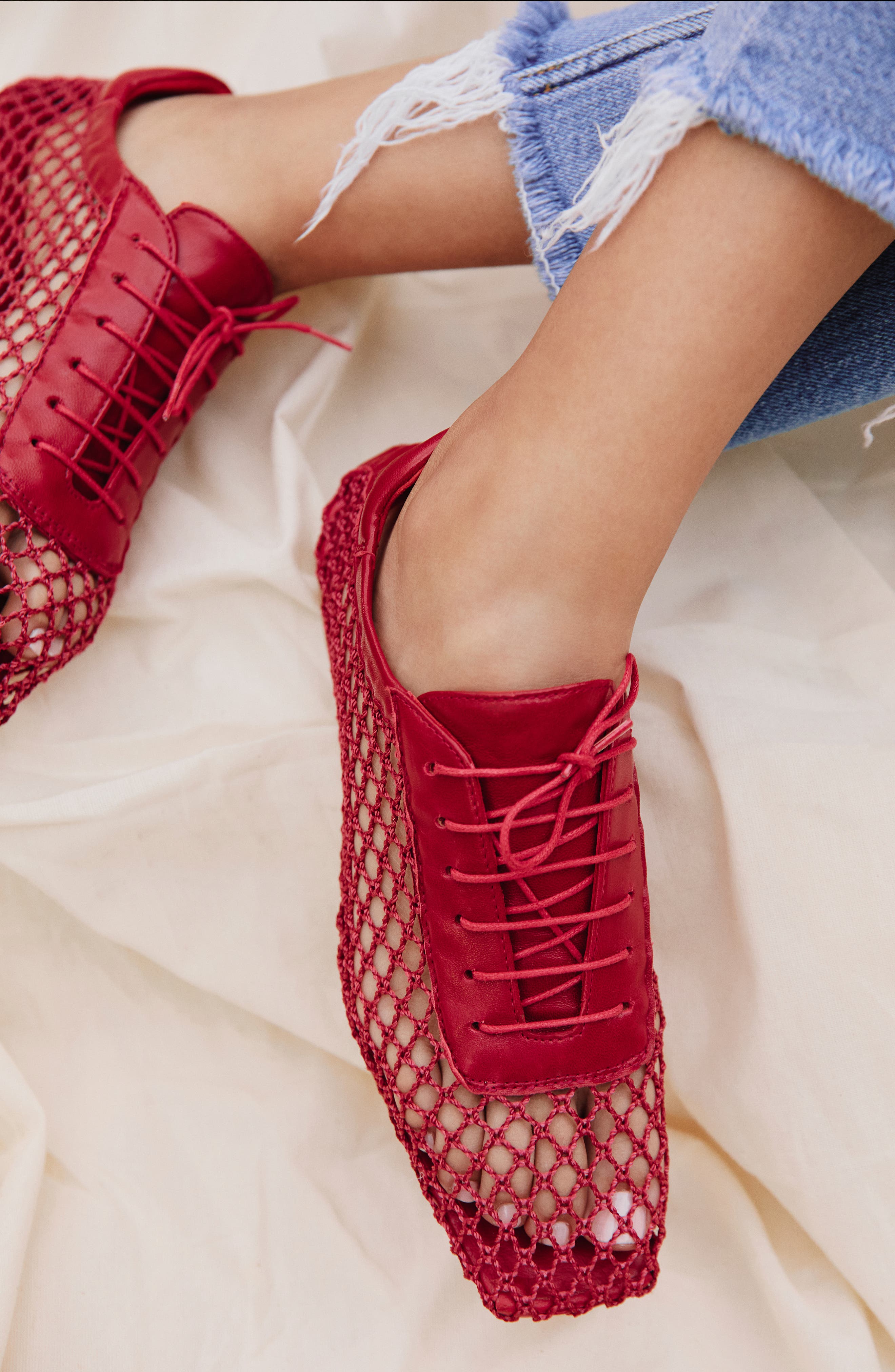 Antonia Mesh Flat, Alternate, color, red