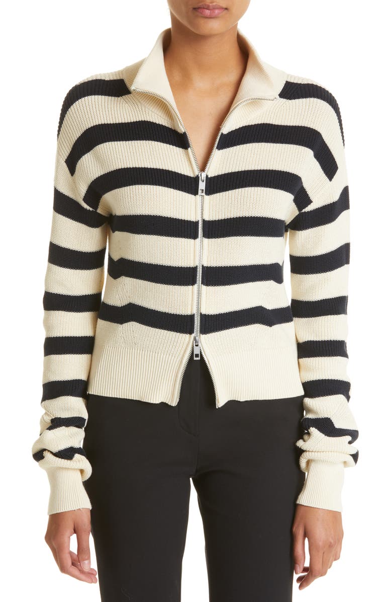 rag & bone Amy Stripe Cotton Zip Sweater, Main, color,
