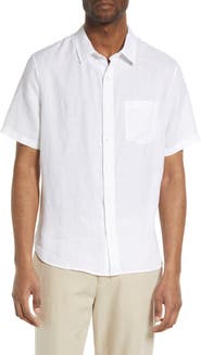 Vince Classic Fit Short Sleeve Linen Shirt