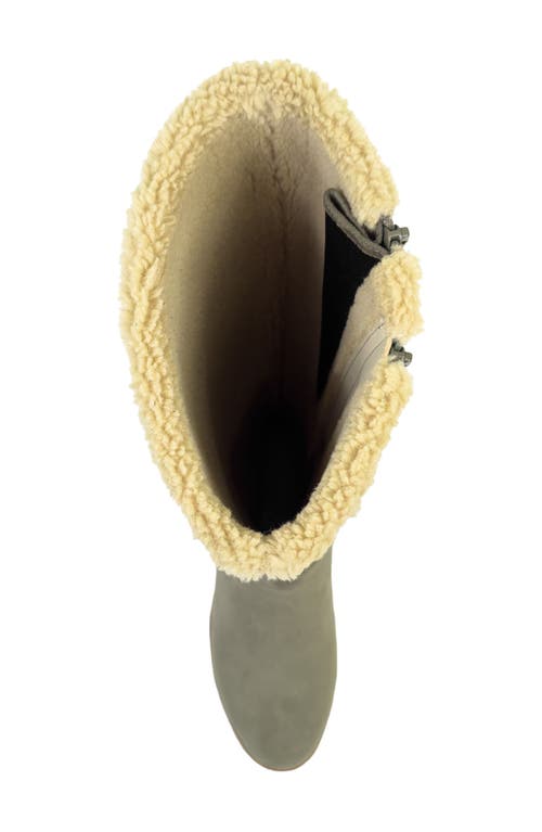 Aerosoles Binocular Faux Shearling Lined Wedge Boot In Green