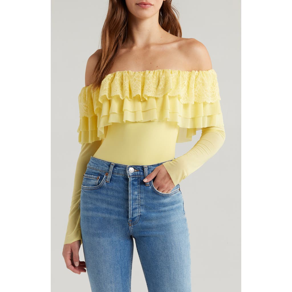AFRM AFRM SAYLOR RUFFLE DETAIL OFF THE SHOULDER BODYSUIT