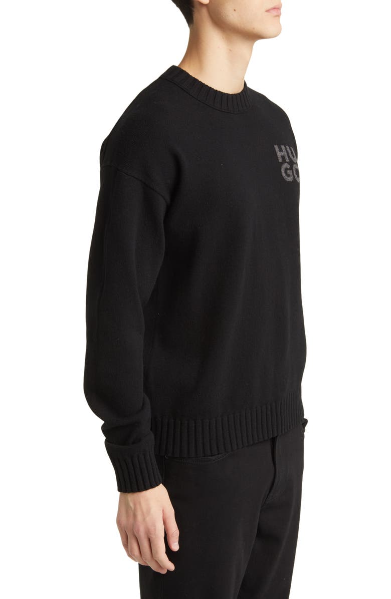 HUGO San Cassio Stacked Logo Wool Blend Crewneck Sweater, Alternate, color, 