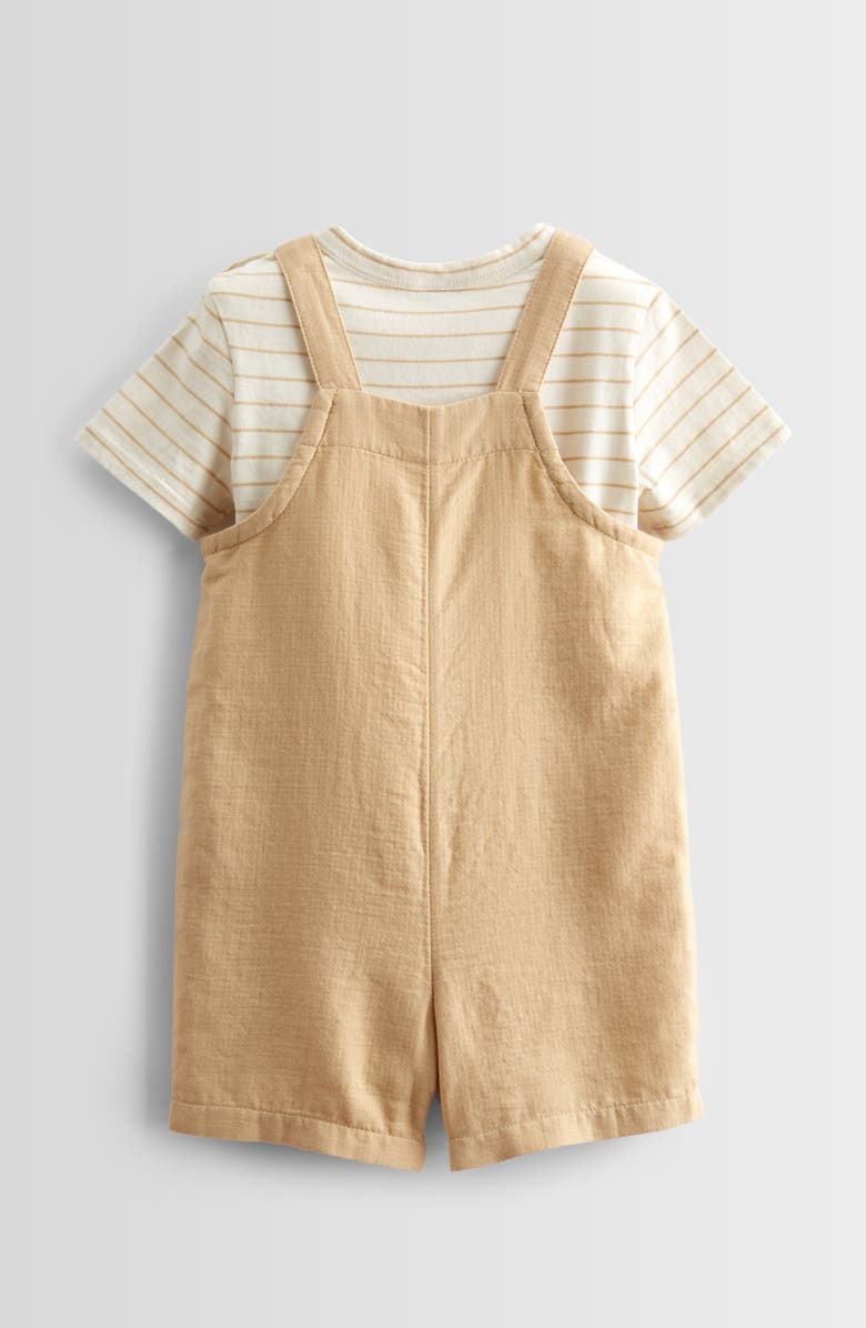 Nordstrom Cotton Bodysuit & Shortalls Set, Alternate, color, Ivory Egret Stripe- Tan Shore