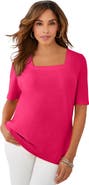Jessica London Stretch Cotton Square Neck Tee