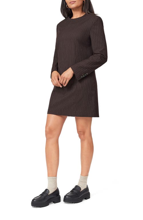 Scotch & Soda Pinstripe Long Sleeve Shift Dress In Brown