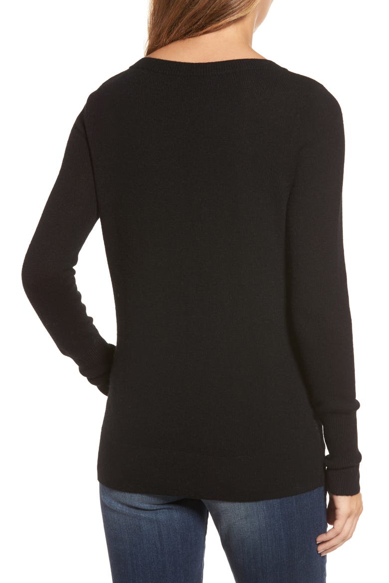 V-Neck Cashmere Sweater, Alternate, color, BLACK