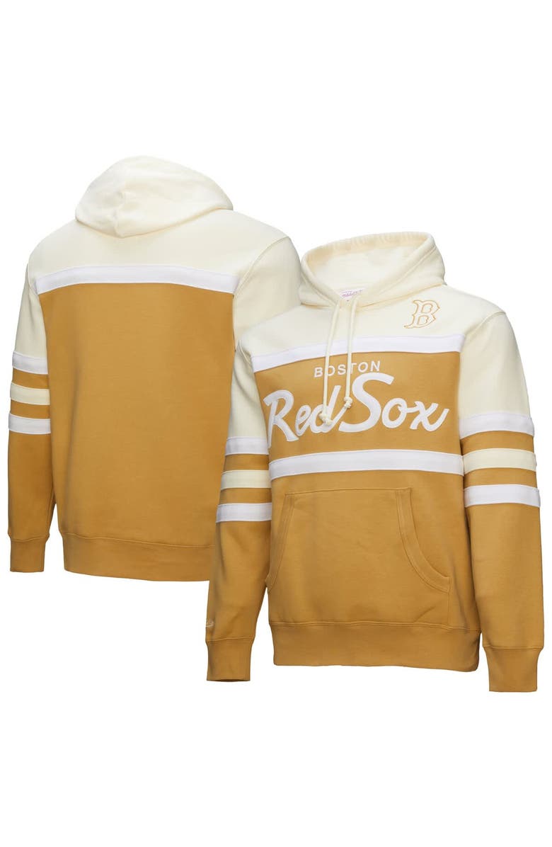 Mitchell & Ness Men's Mitchell & Ness Tan/Cream Boston Red Sox Head Coach Pullover Hoodie, Main, color, Tan