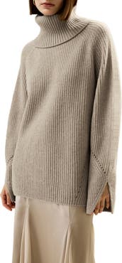 Lilysilk Women's Oversized Merino Wool Sweater with Slit Sleeves