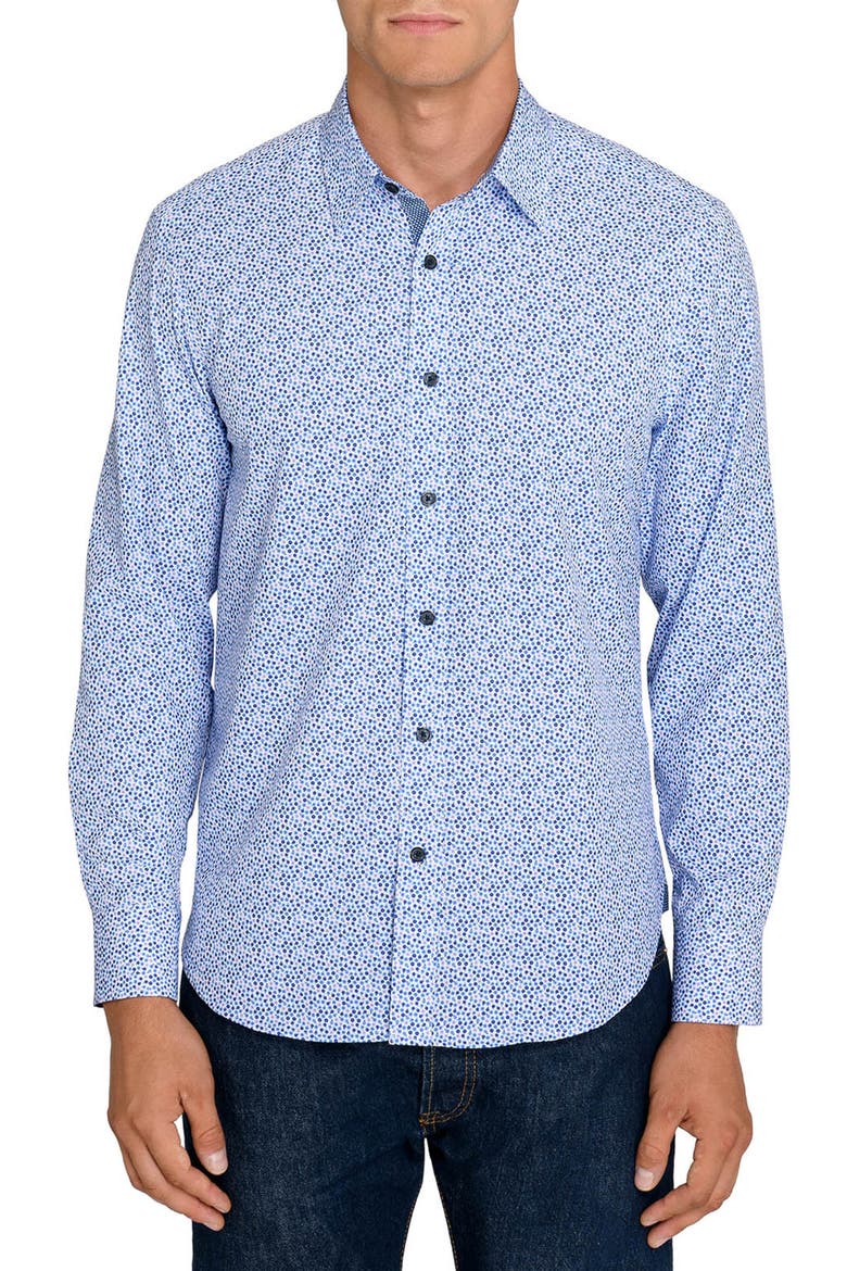 Floral Performance Shirt, Main, color, WHITE/ PURPLE