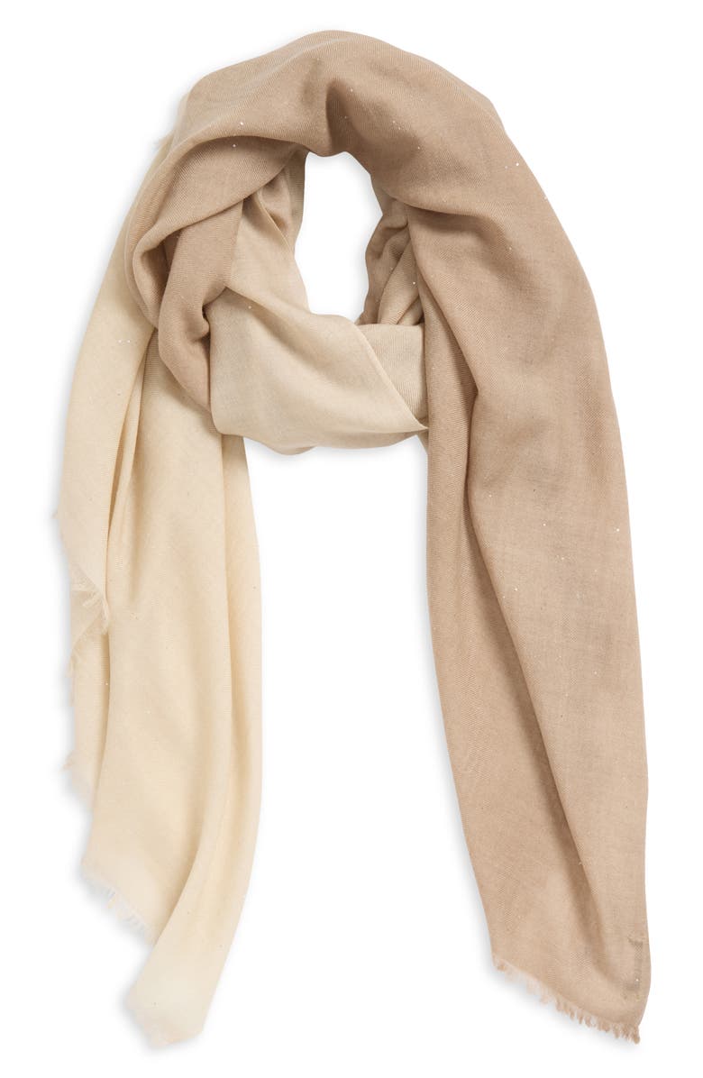 Lafayette 148 New York Dip Dye Sequin Wool Blend Fringe Scarf, Alternate, color, 