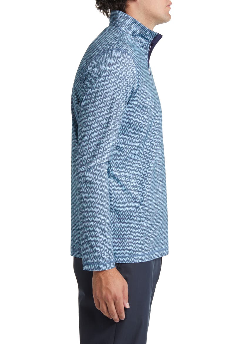 OoohCotton® Print Quarter Zip Pullover, Alternate, color, PEACOCK