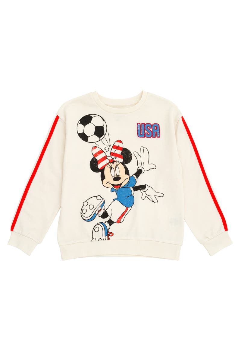 Minnie Mouse Soccer Sweatshirt, Main, color, Minnie Mouse Ivory