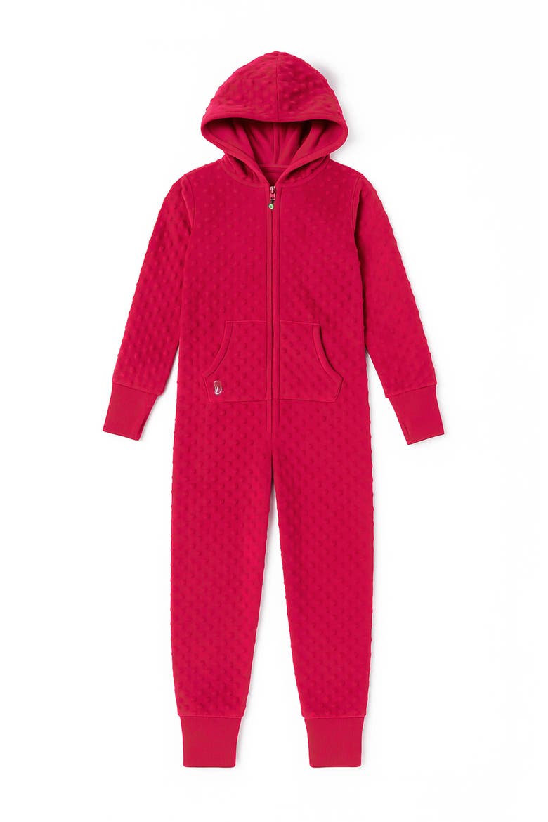 Minky Bubble Zip Fleece Romper, Main, color, Burgundy