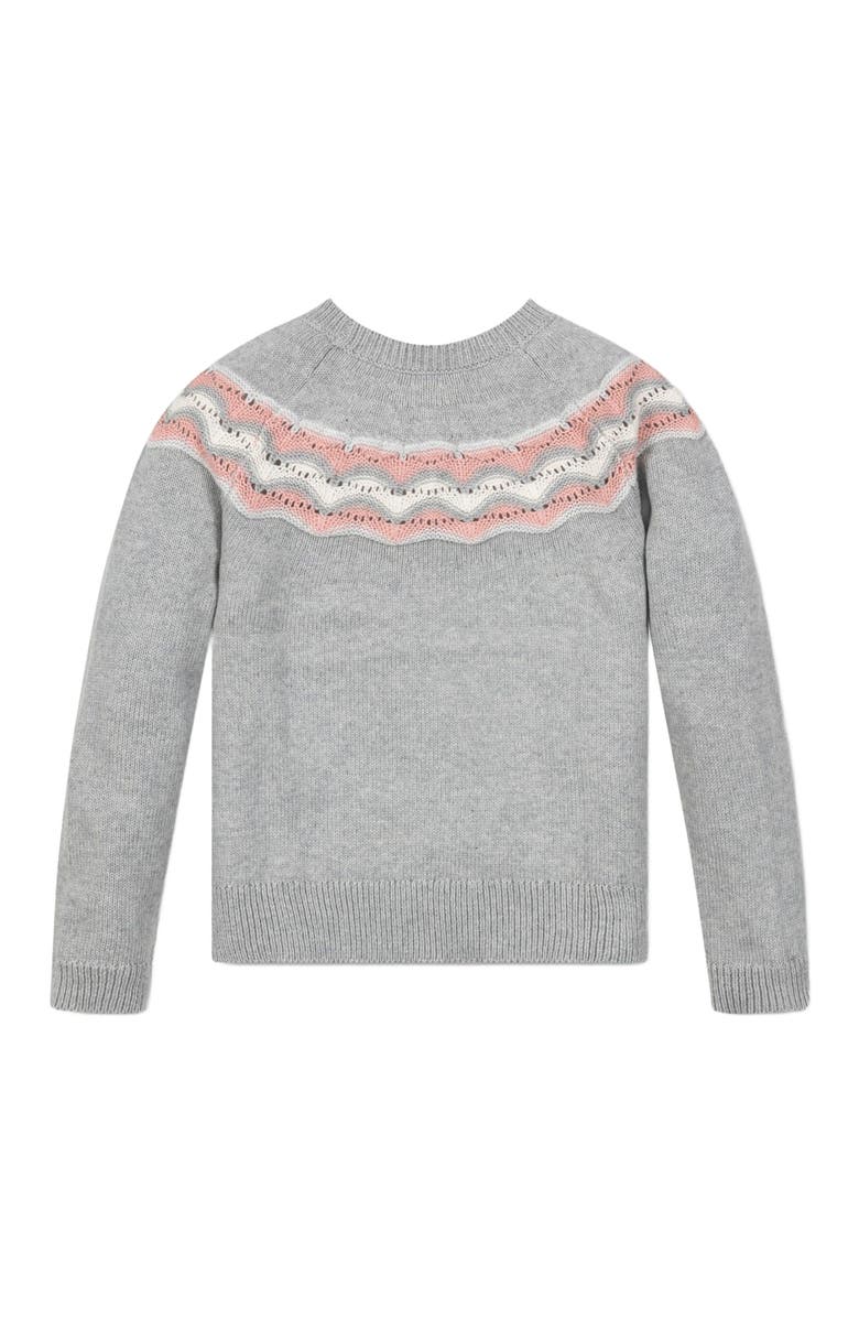 Hope & Henry Baby Girls' Organic Fair Isle Raglan Sweater, Infant, Alternate, color, Gray Heather Fair Isle