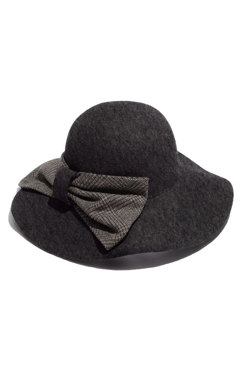 Nordstrom Womens Wool Felt Floppy Hat With Tweed Bow Made Italy Classic OS Nordstrom Womens Wool Felt Floppy Hat With Tweed Bow Made  main image 4