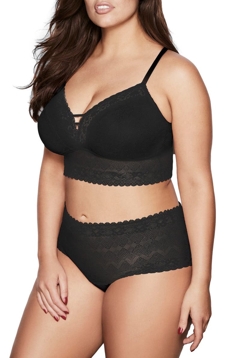Ashley Graham Lace Thong, Alternate, color, Black