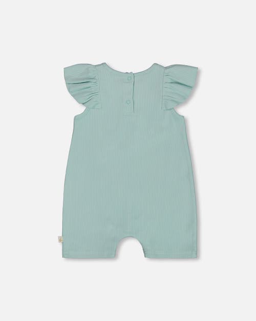 Deux Par Deux Baby Girl's Organic Cotton Romper With Frills Light Blue In Light Blue