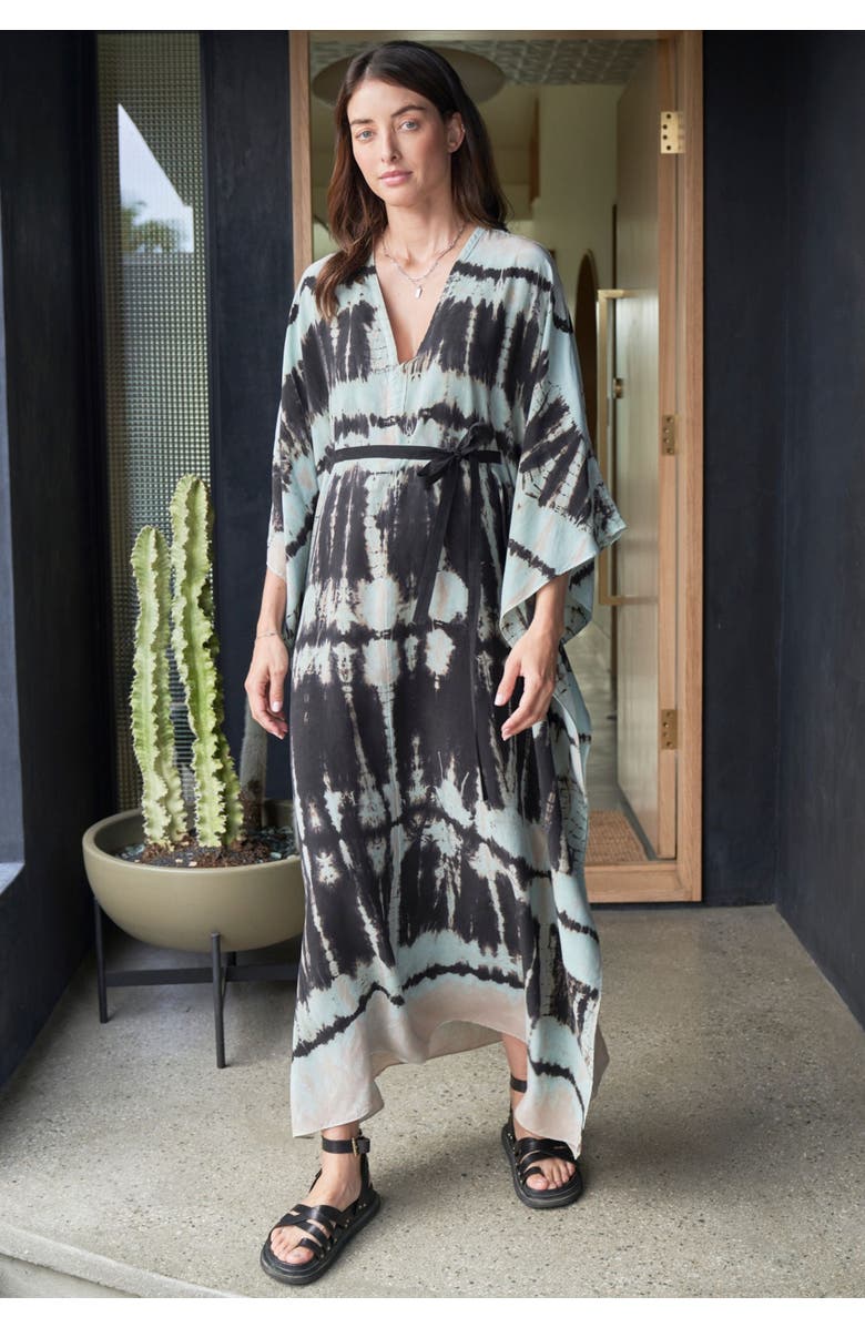 ocean+main Cupro Caftan, Alternate, color, Skyblueaztecprint