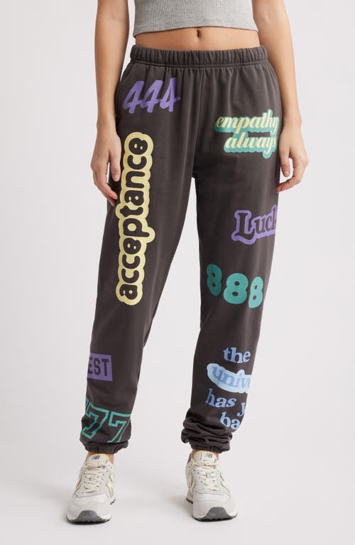 The Mayfair Group Affirmations Fleece French Terry Joggers In Charcoal