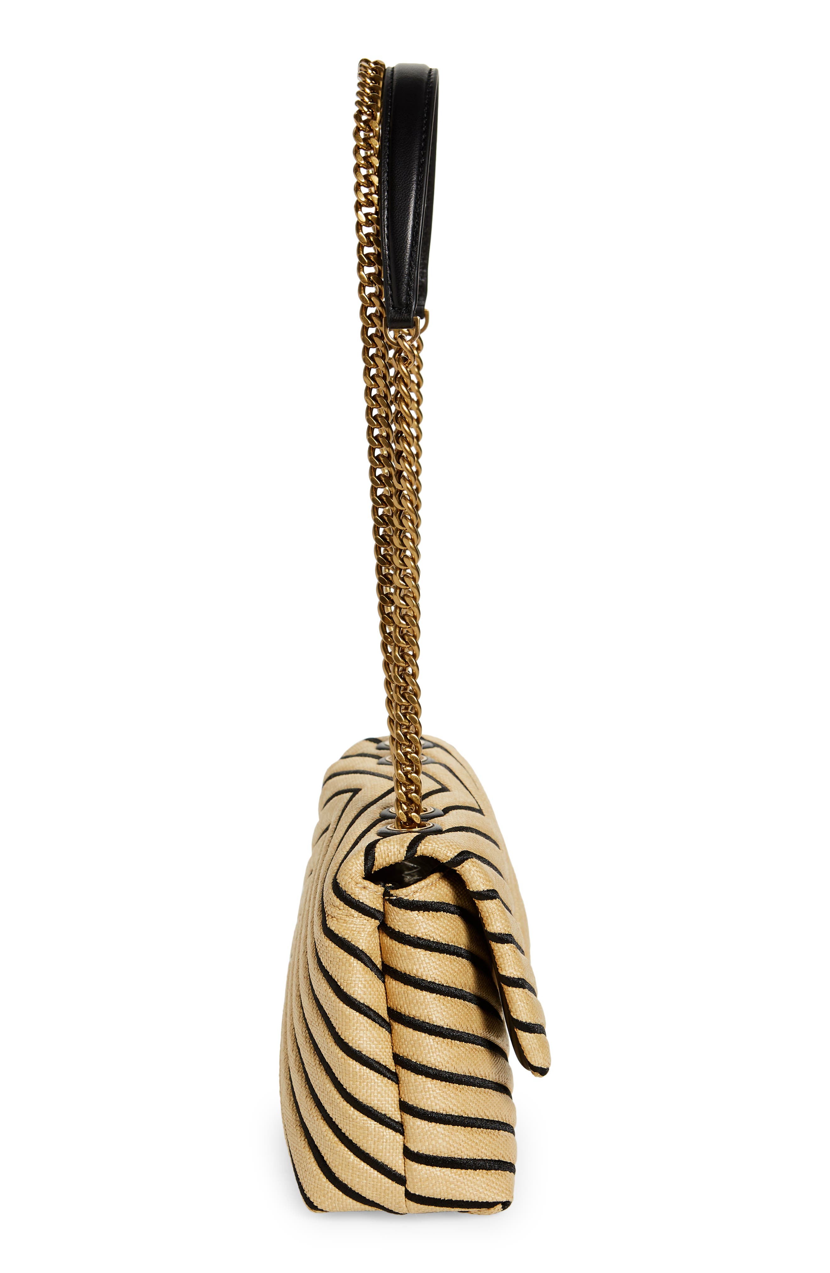 Tory Burch Kira Chevron Small Straw Convertible Shoulder Bag, Alternate, color, 