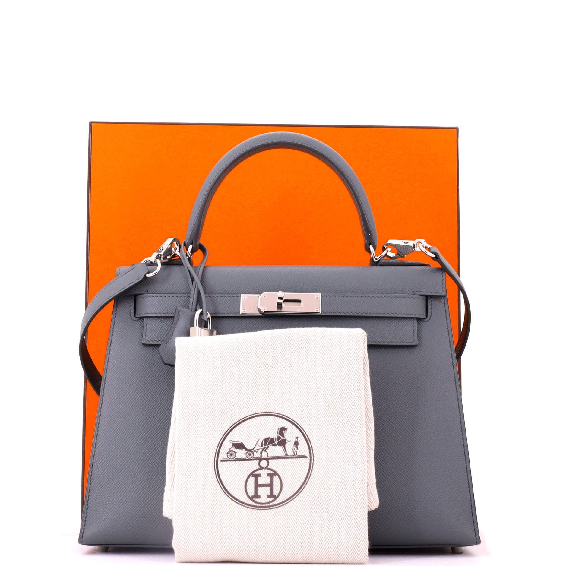 Pre-Owned Hermes Kelly Handbag Green Epsom with Palladium Hardware 28, Alternate, color, Vert Amande