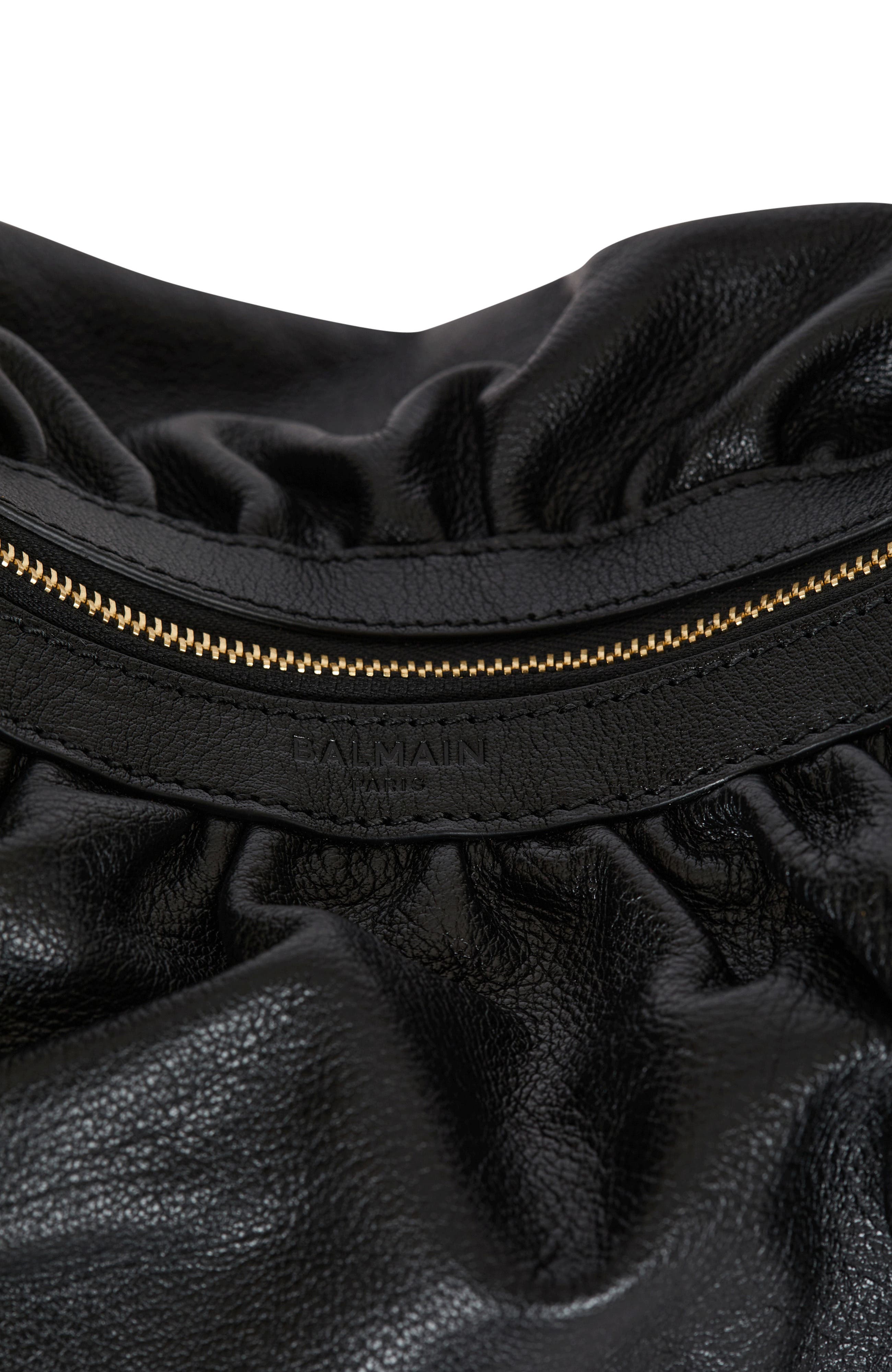 Balmain Ebene Hobo bag in calfskin leather, Alternate, color, Black