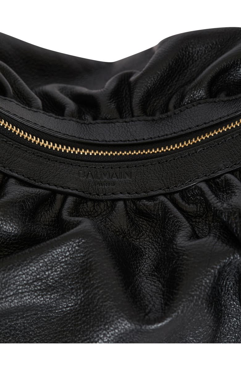 Balmain Ebene Hobo bag in calfskin leather, Alternate, color, Black