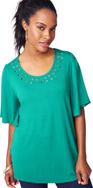 Jessica London Cutout Flutter Sleeve Tunic