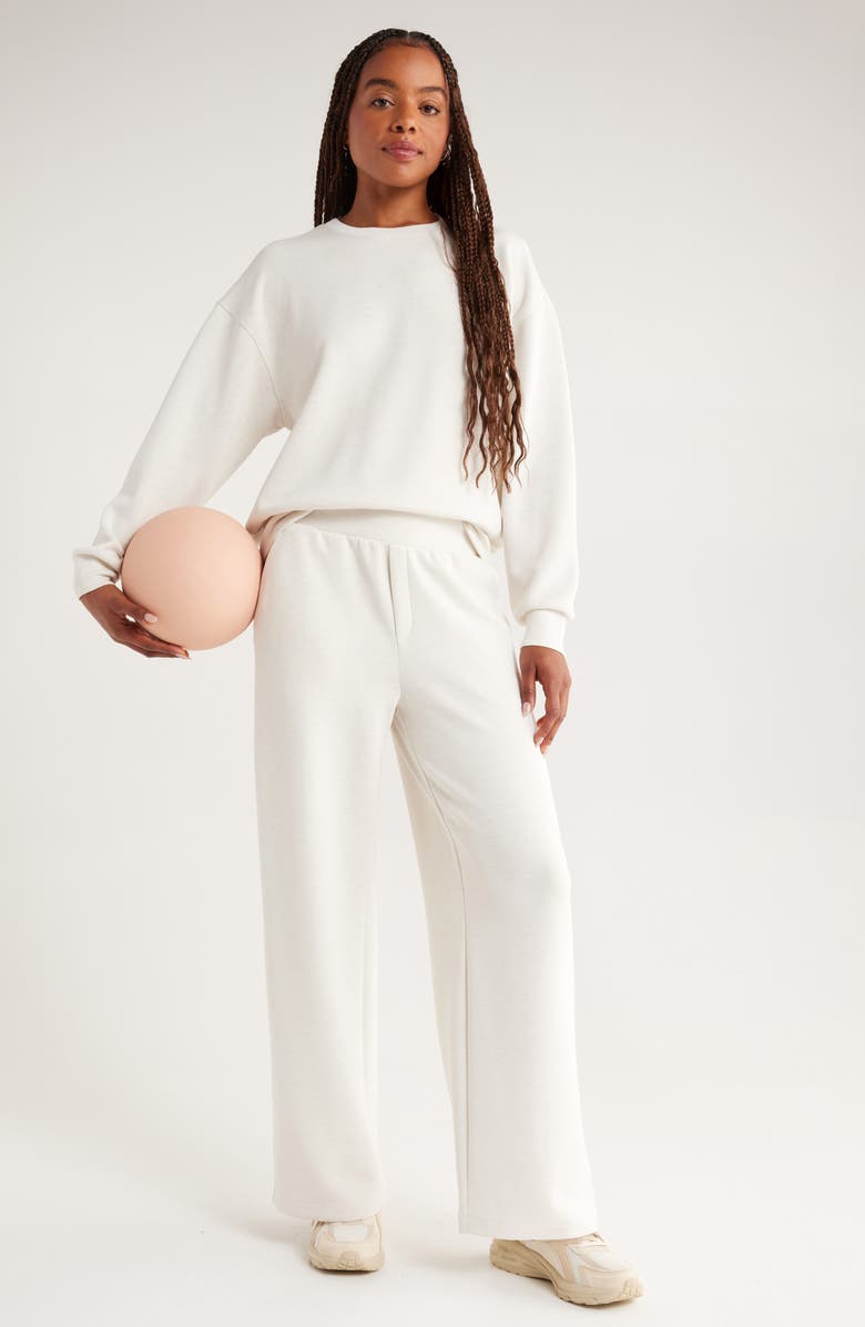 Zella Ultra Soft High Waist Straight Leg Pants, Alternate, color, Beige Ivory Heather